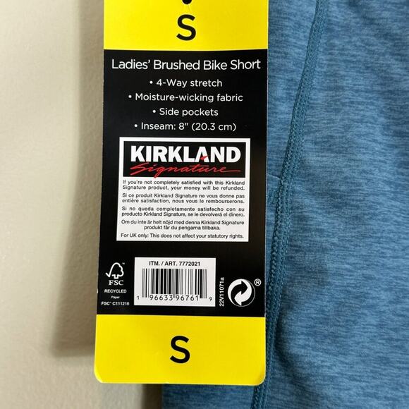 Kirkland Bike Shorts Womens S Blue High Rise Pockets Athleisure Activewear Gym - Picture 6 of 8